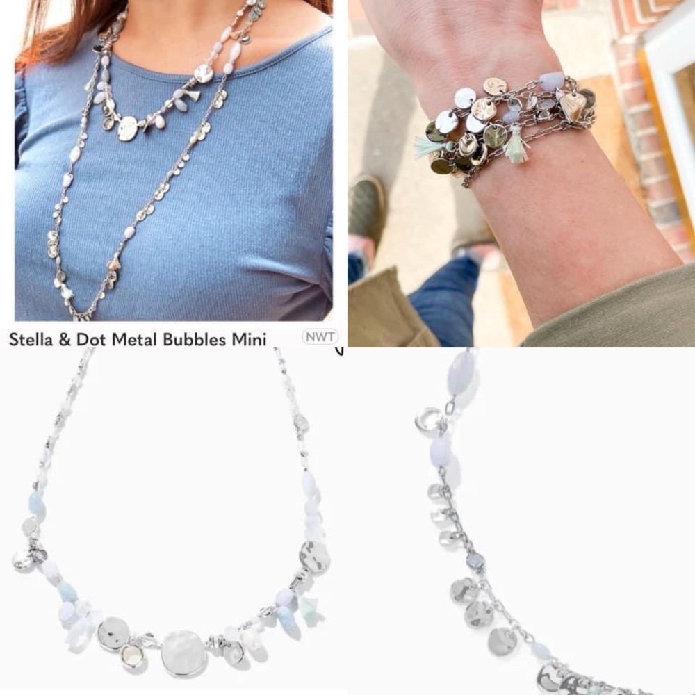 stella & dot ~ metal bubbles mini statement necklace